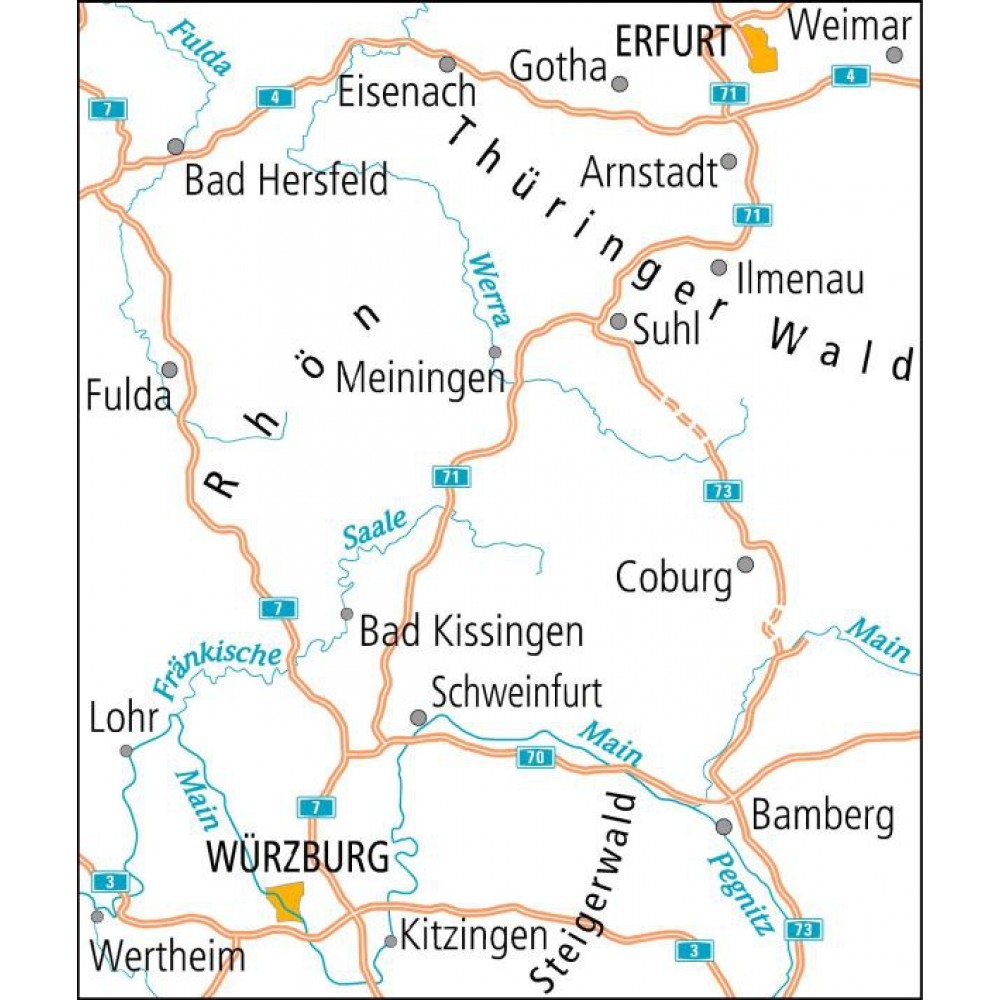 17 Cykelkarta Tyskland Thüringer Wald-Rhön 1:150.000